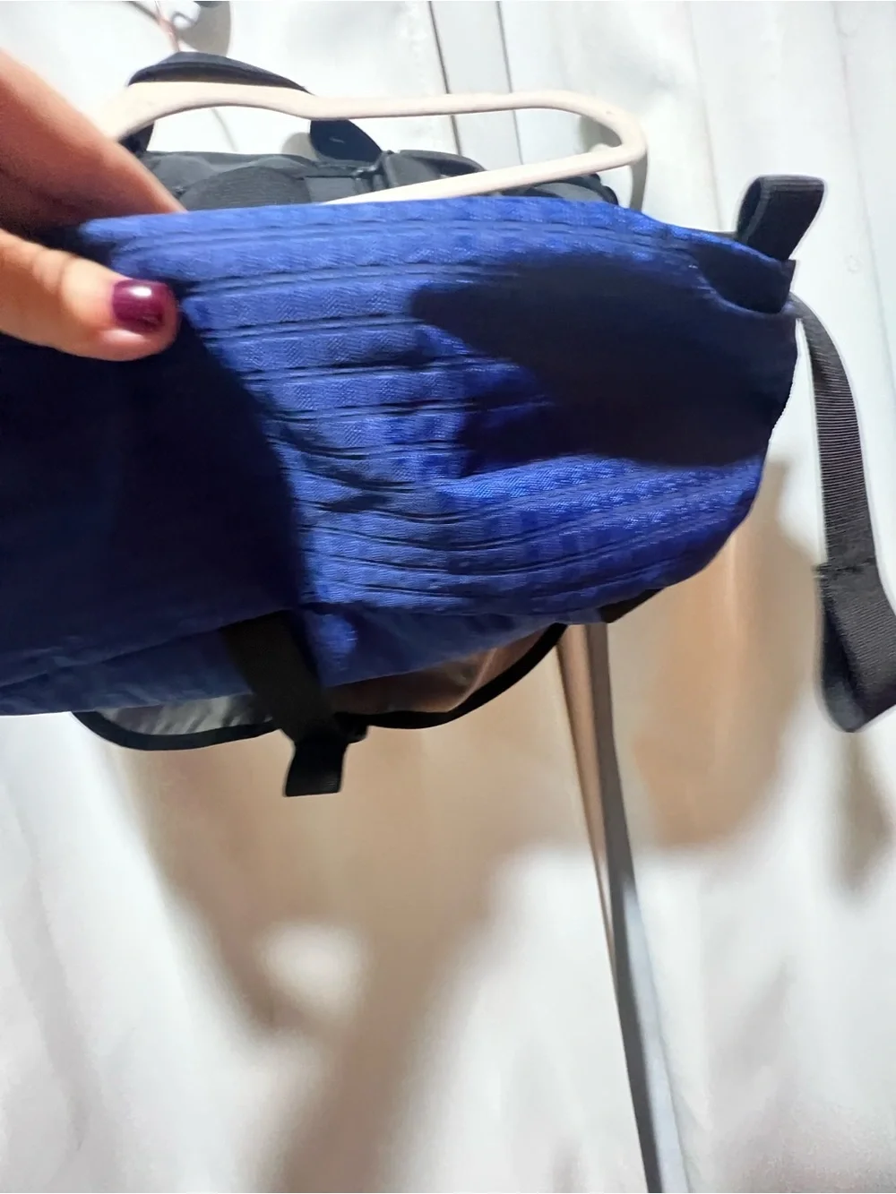 L.L.Bean Convertible Backpack Messenger Bag Blue Black Padded Travel Commuter.